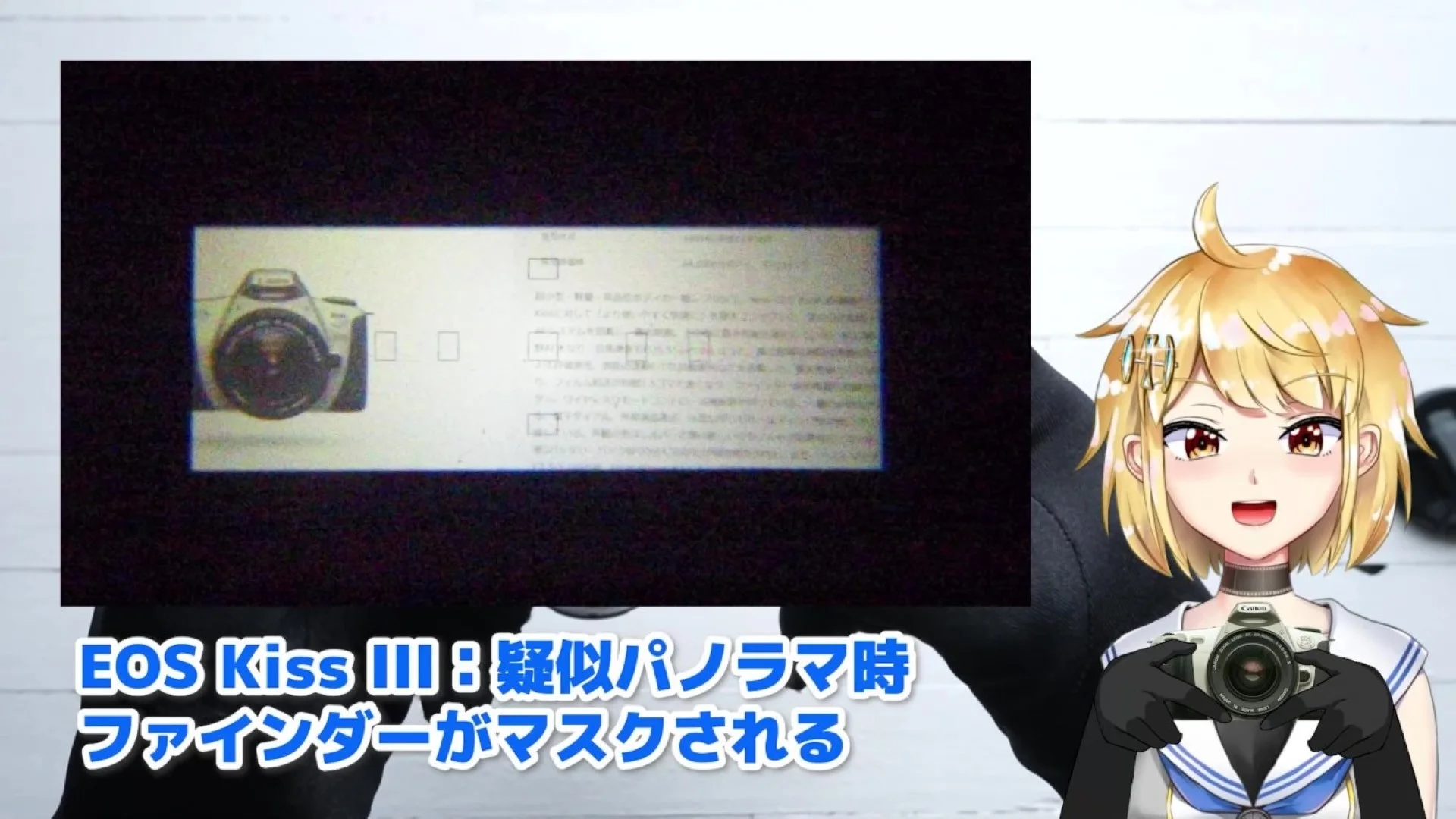 EOS Kiss IIIではファインダーの上下がマスクされる