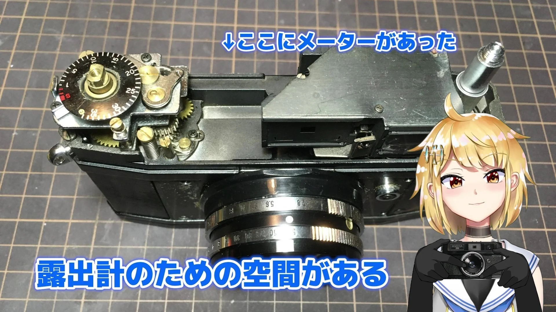 本来露出計が入るべきスペースがからっぽ