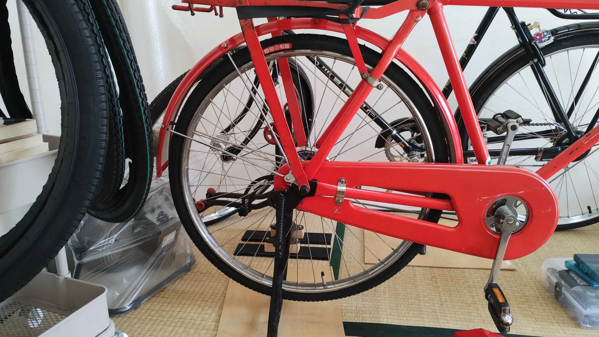 樱花轮胎をはめたところ