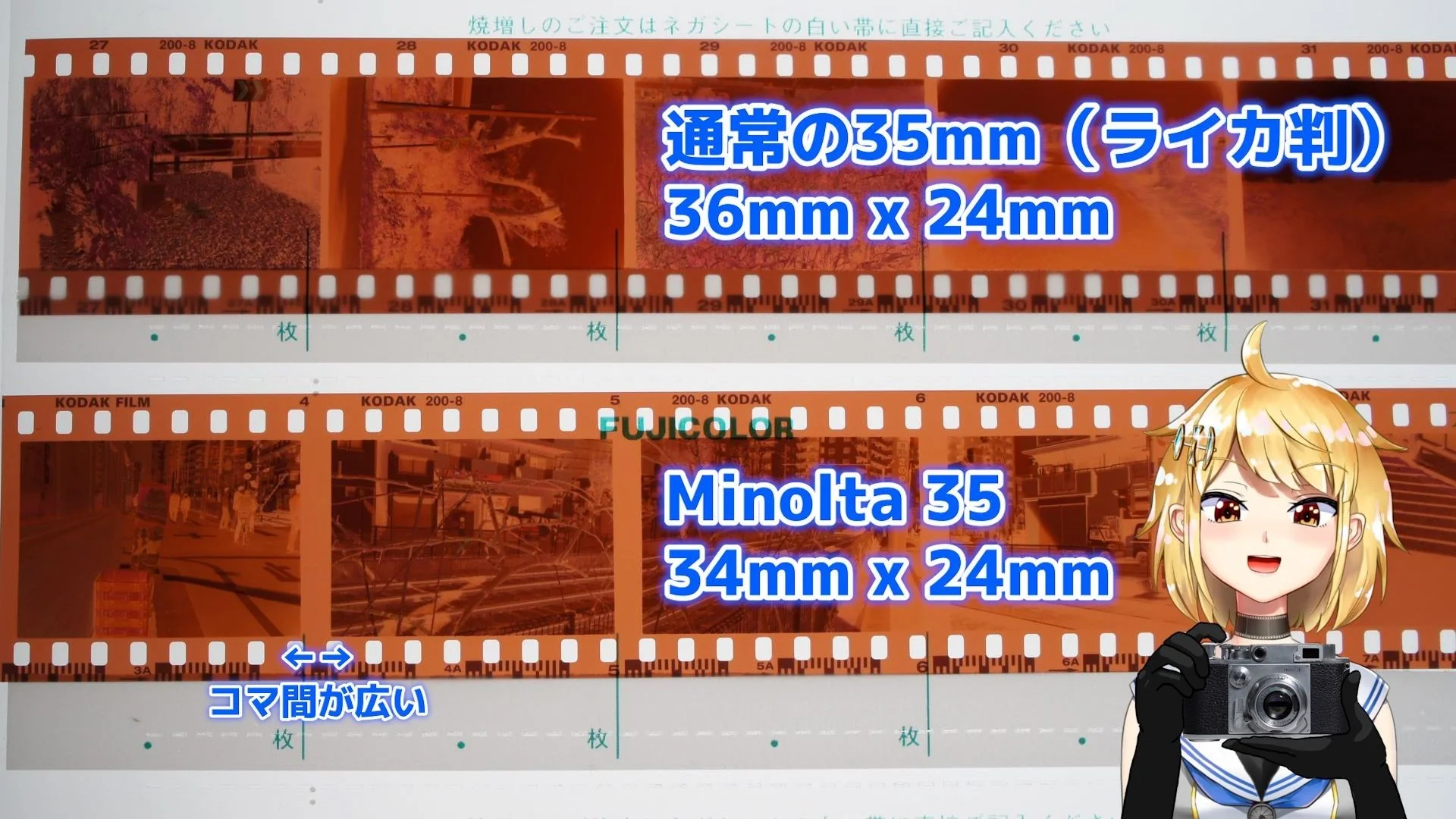 他機種のネガと比較