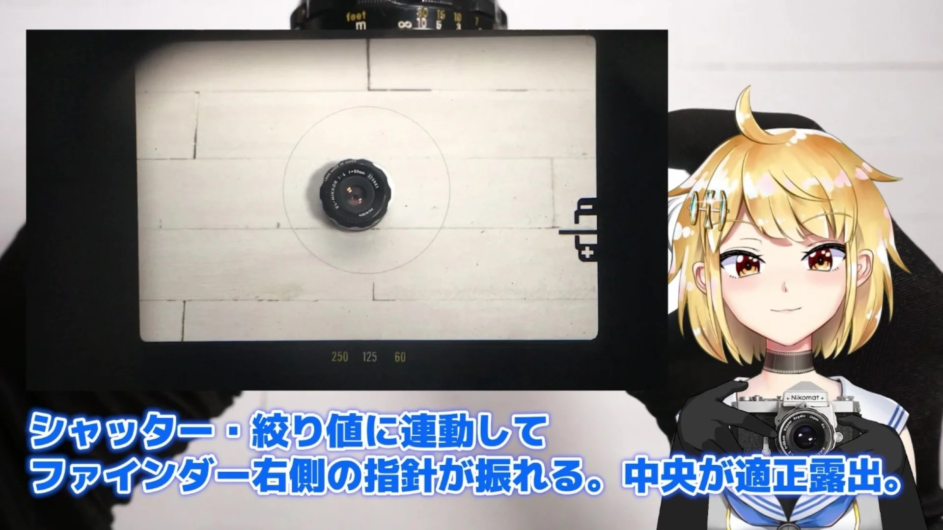 ファインダー内の露出計指針